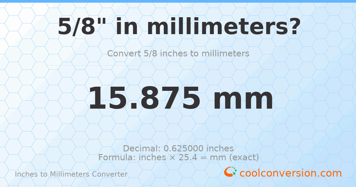 5/8 inches to mm — 15.875 mm