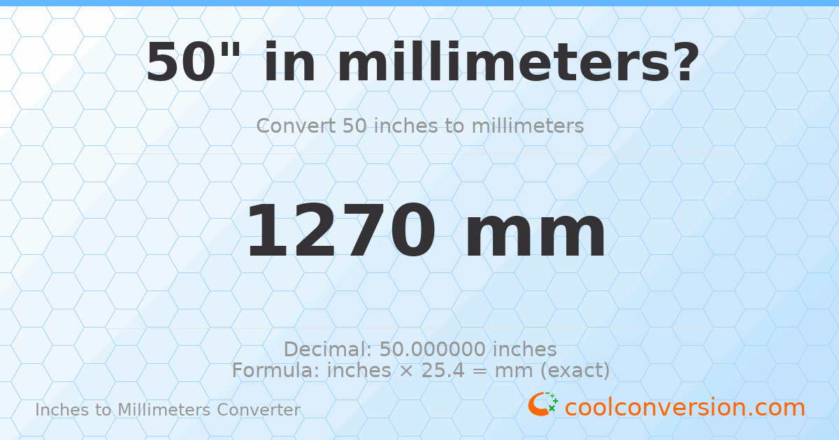 50 inches to mm — 1270 mm