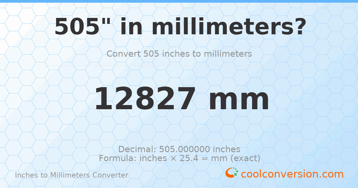 505 inches to mm — 12827 mm