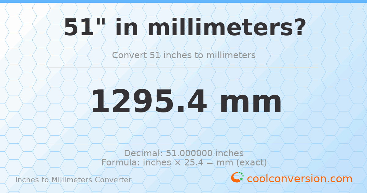 51 inches to mm — 1295.4 mm