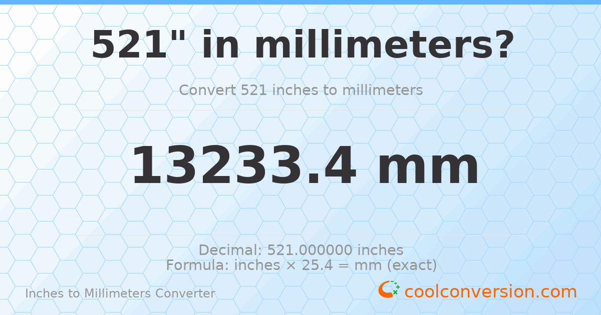 521 inches to mm — 13233.4 mm