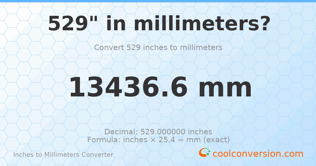 529 inches to mm — 13436.6 mm