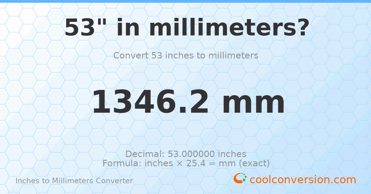 53 inches to mm — 1346.2 mm