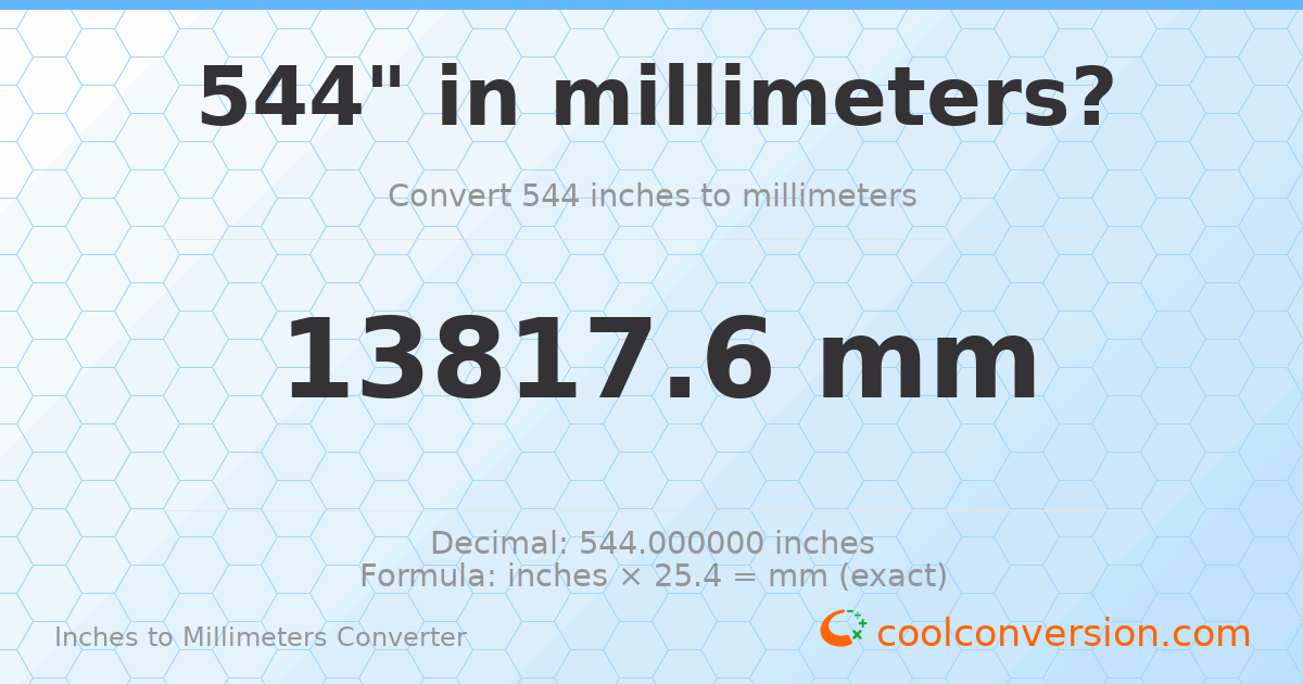 544 inches to mm — 13817.6 mm