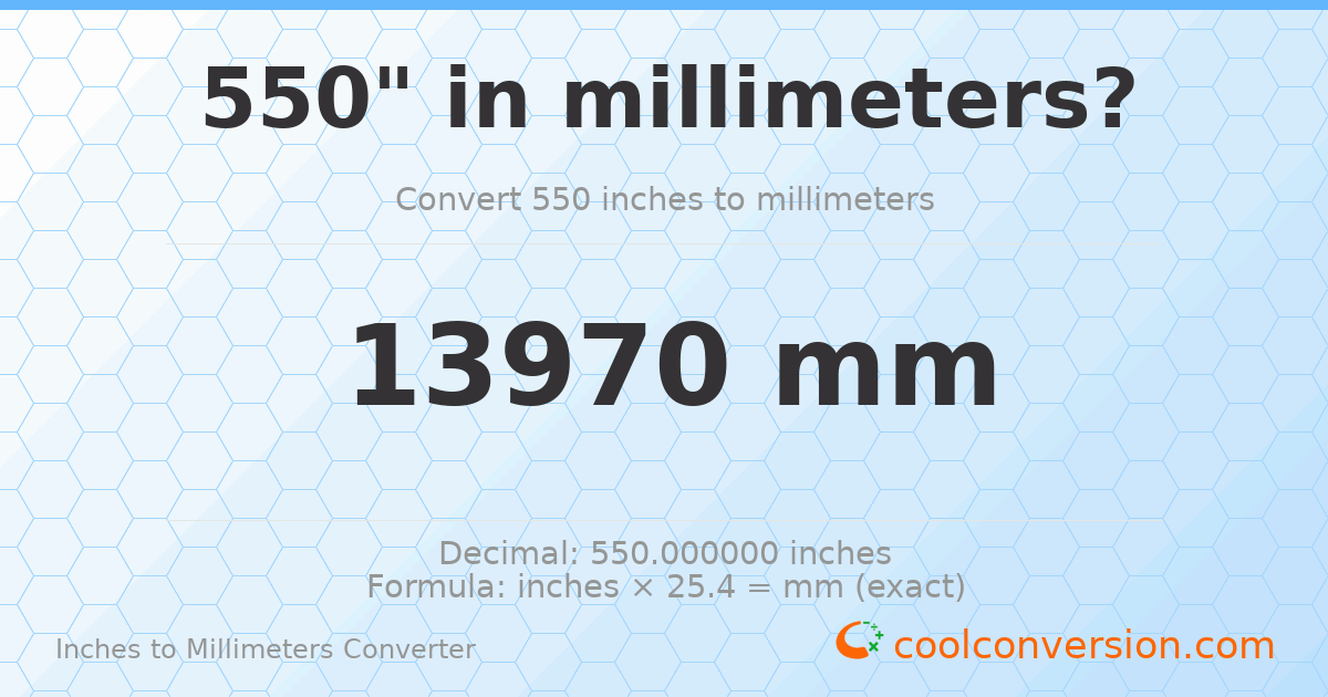 550 inches to mm — 13970 mm