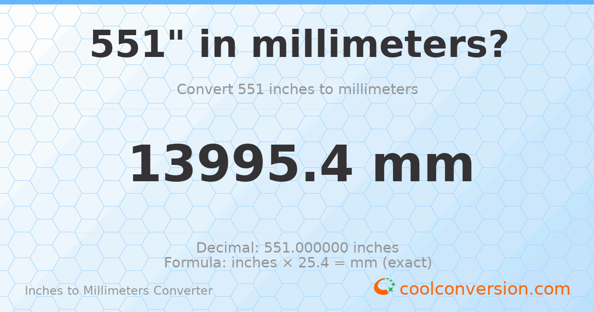 551 inches to mm — 13995.4 mm