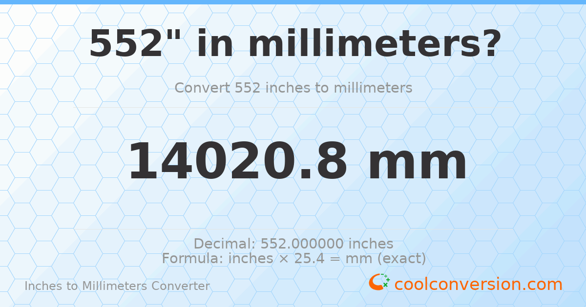 552 inches to mm — 14020.8 mm