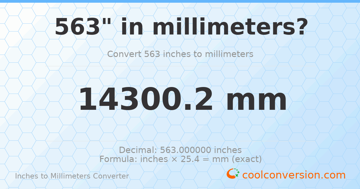 563 inches to mm — 14300.2 mm