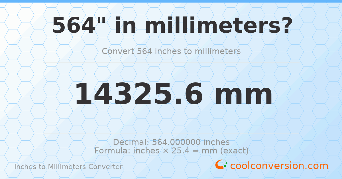 564 inches to mm — 14325.6 mm