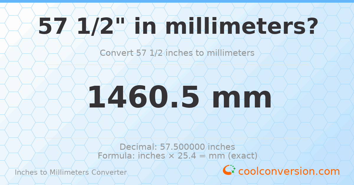 57 1/2 inches to mm — 1460.5 mm