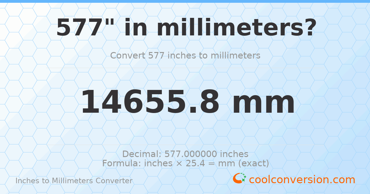 577 inches to mm — 14655.8 mm