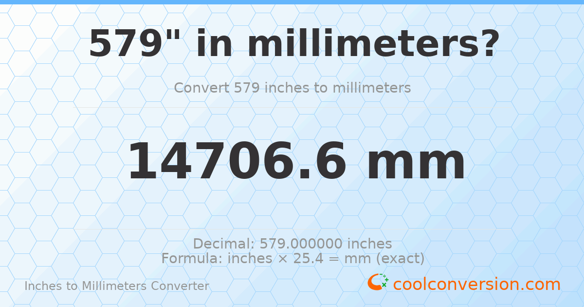 579 inches to mm — 14706.6 mm