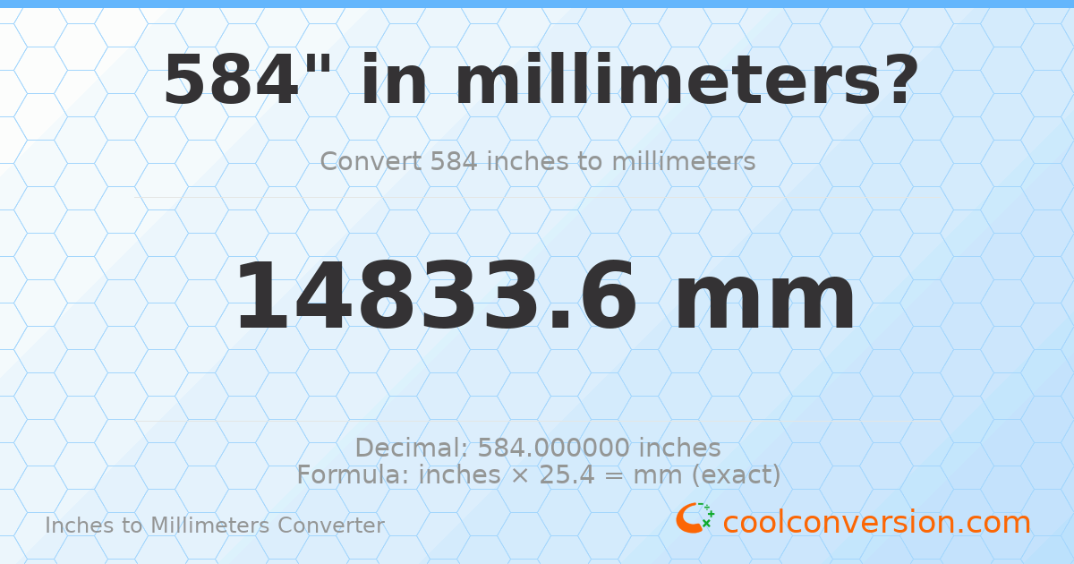 584 inches to mm — 14833.6 mm
