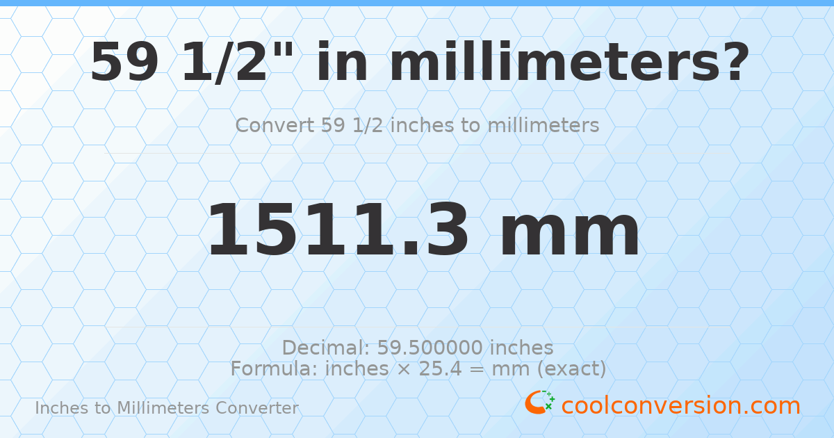 59 1/2 inches to mm — 1511.3 mm