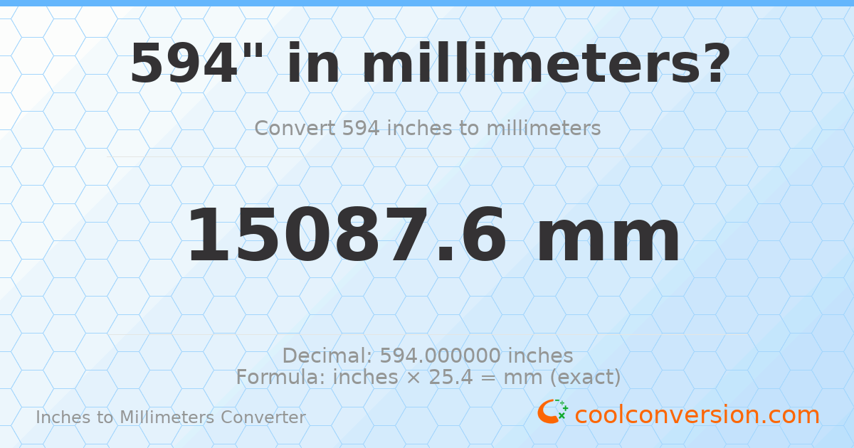 594 inches to mm — 15087.6 mm