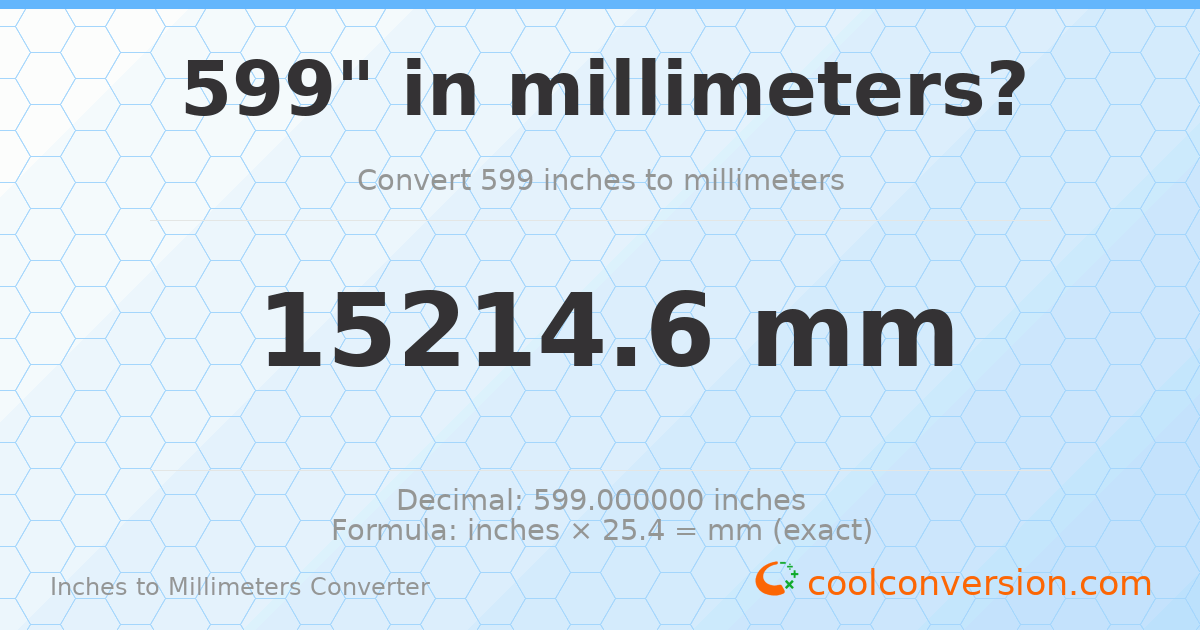 599 inches to mm — 15214.6 mm