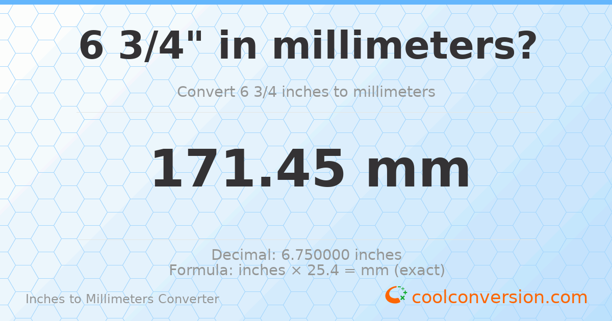 6 3/4 inches to mm — 171.45 mm