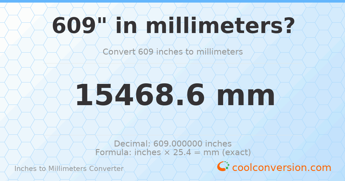 609 inches to mm — 15468.6 mm