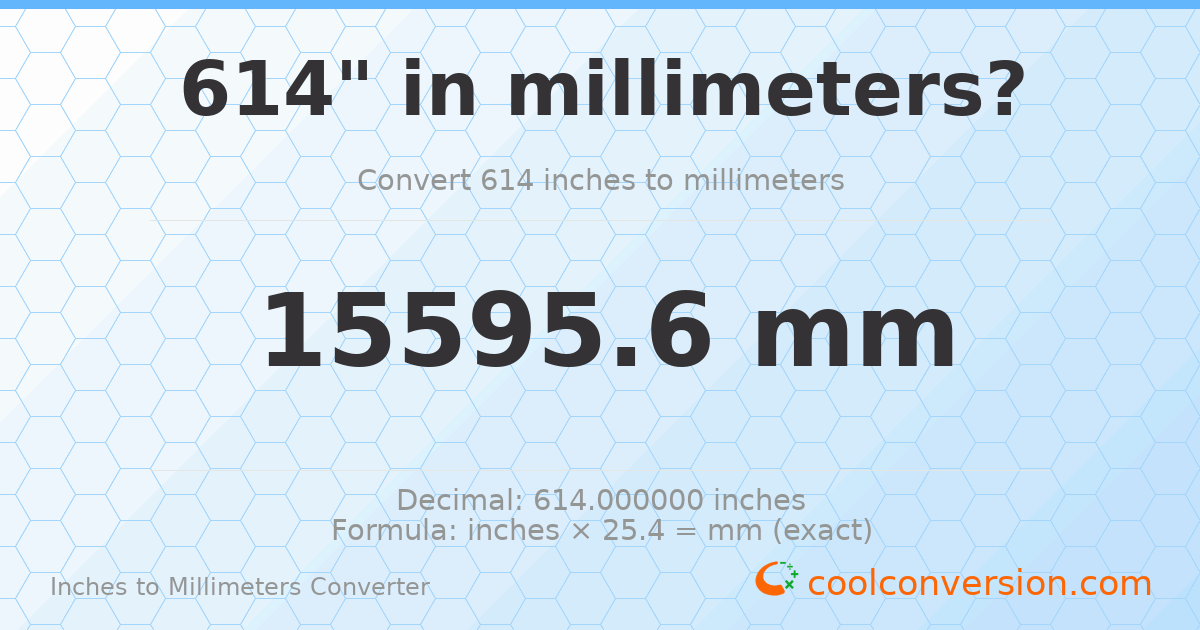 614 inches to mm — 15595.6 mm