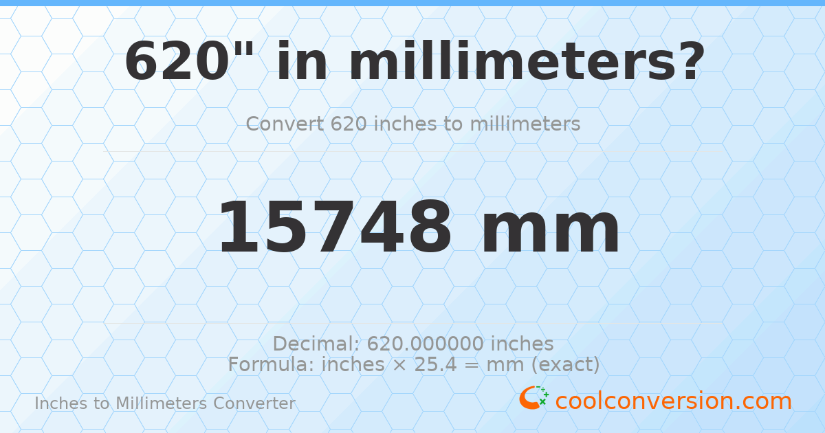 620 inches to mm — 15748 mm