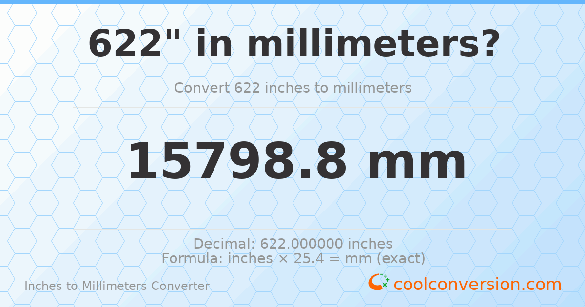 622 inches to mm — 15798.8 mm