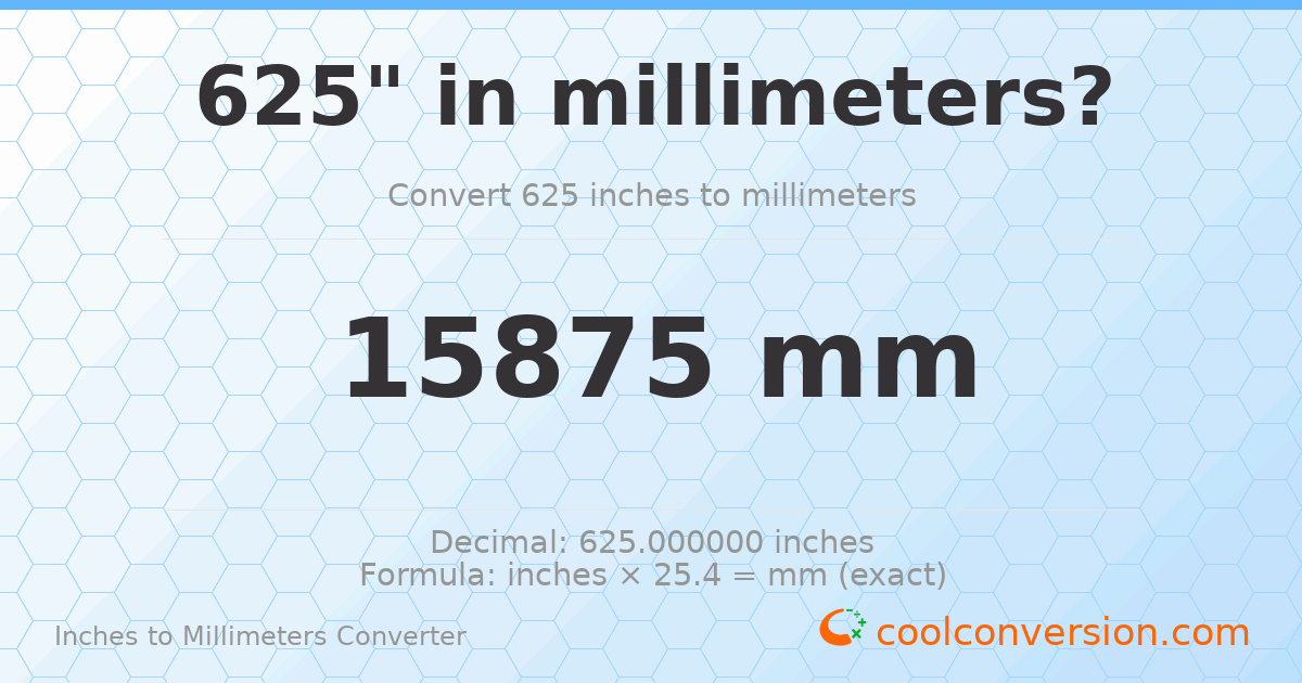 625 inches to mm — 15875 mm