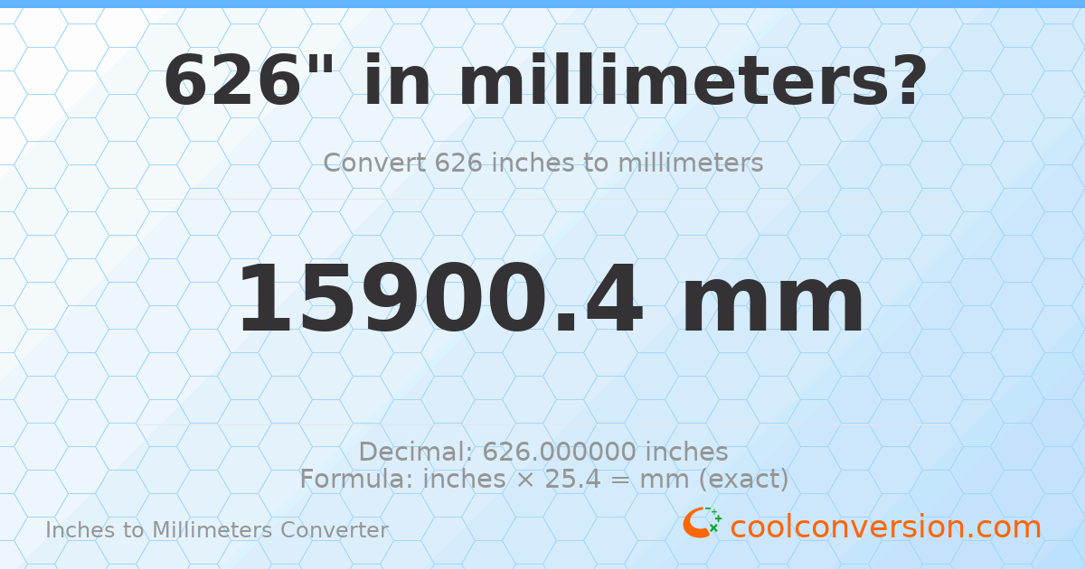 626 inches to mm — 15900.4 mm