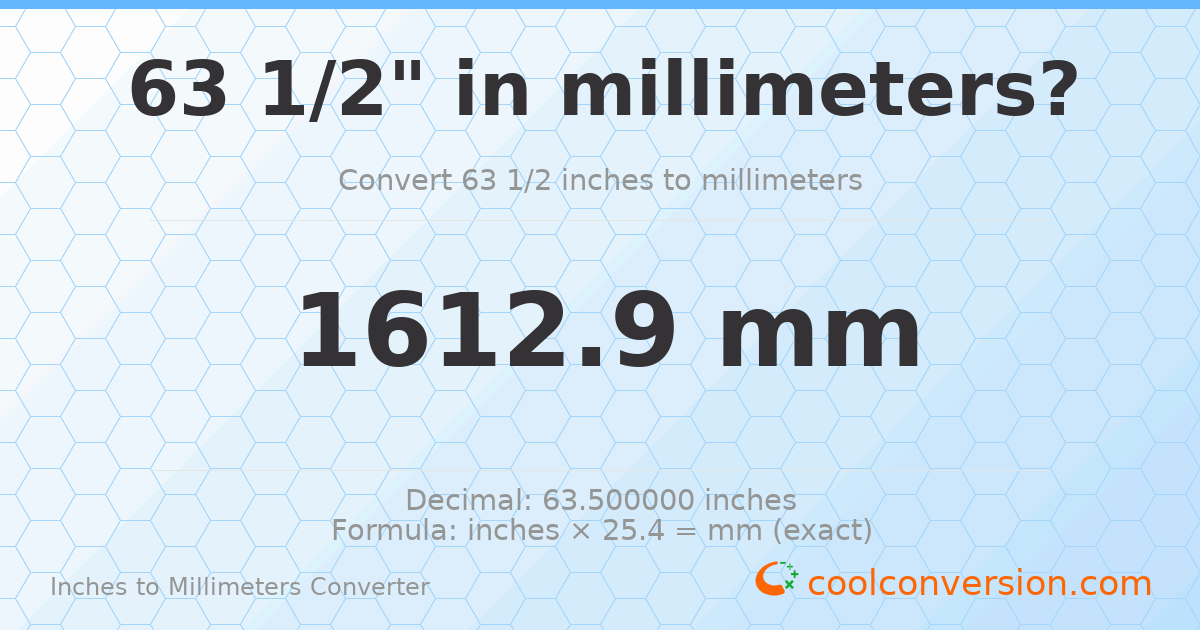 63 1/2 inches to mm — 1612.9 mm