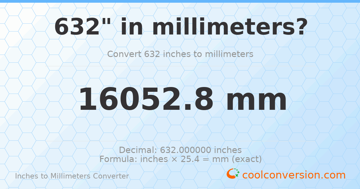 632 inches to mm — 16052.8 mm
