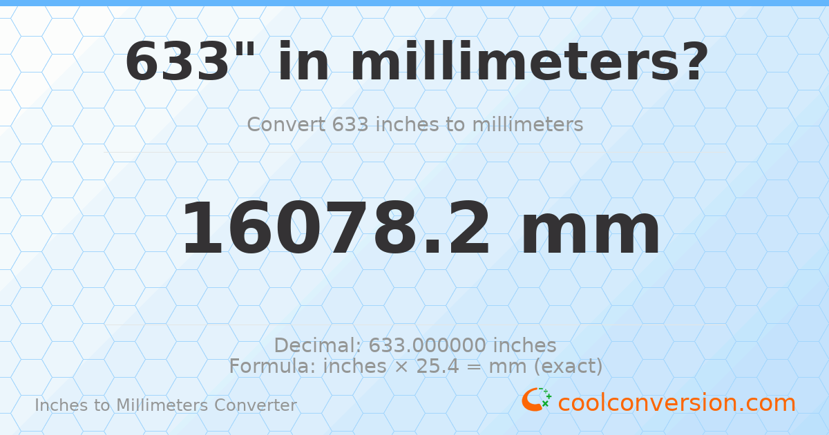 633 inches to mm — 16078.2 mm