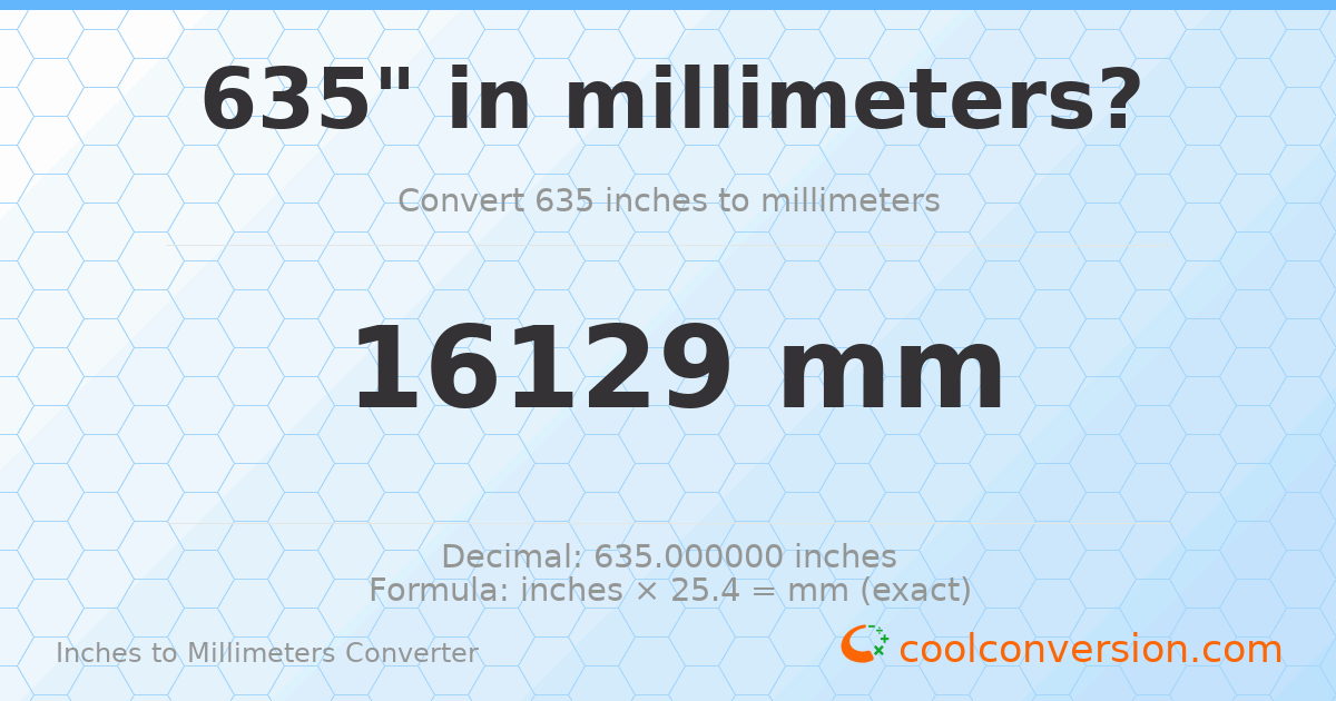 635 inches to mm — 16129 mm