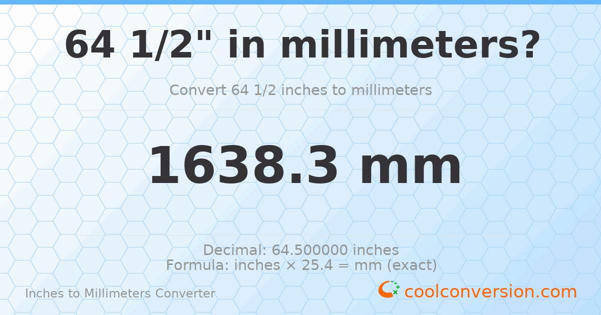 64 1/2 inches to mm — 1638.3 mm