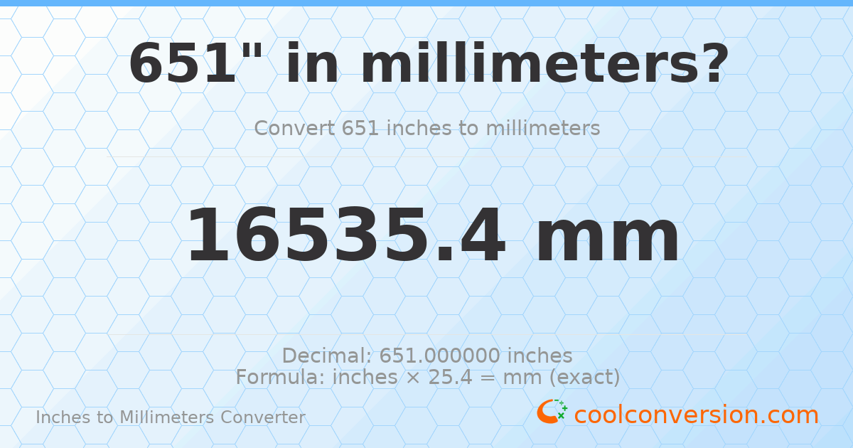 651 inches to mm — 16535.4 mm