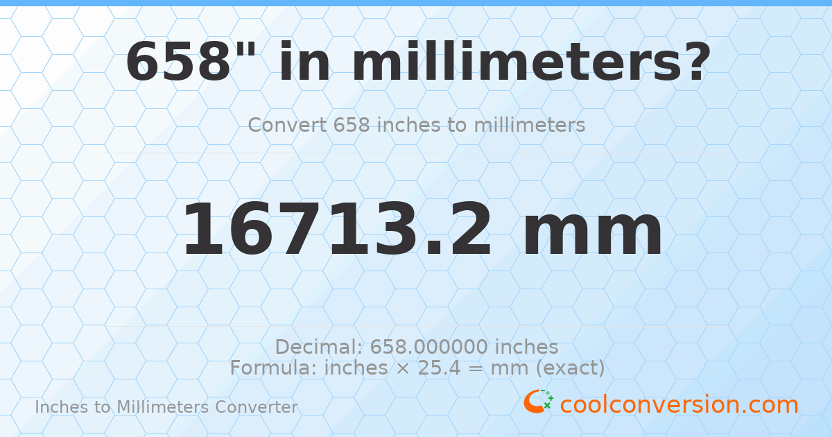 658 inches to mm — 16713.2 mm
