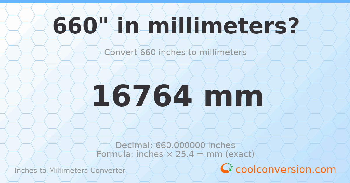 660 inches to mm — 16764 mm