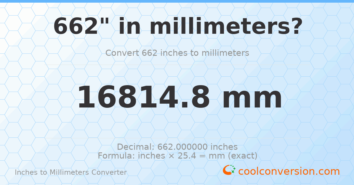 662 inches to mm — 16814.8 mm