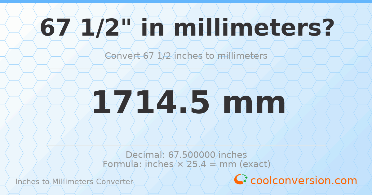 67 1/2 inches to mm — 1714.5 mm