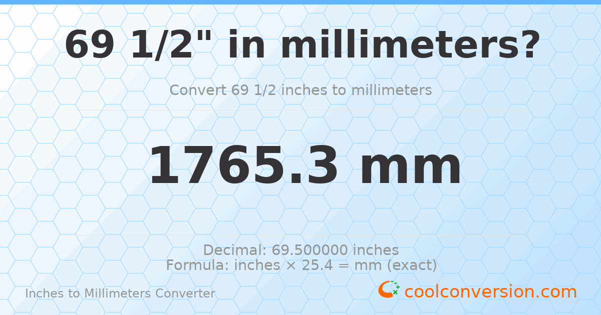 69 1/2 inches to mm — 1765.3 mm