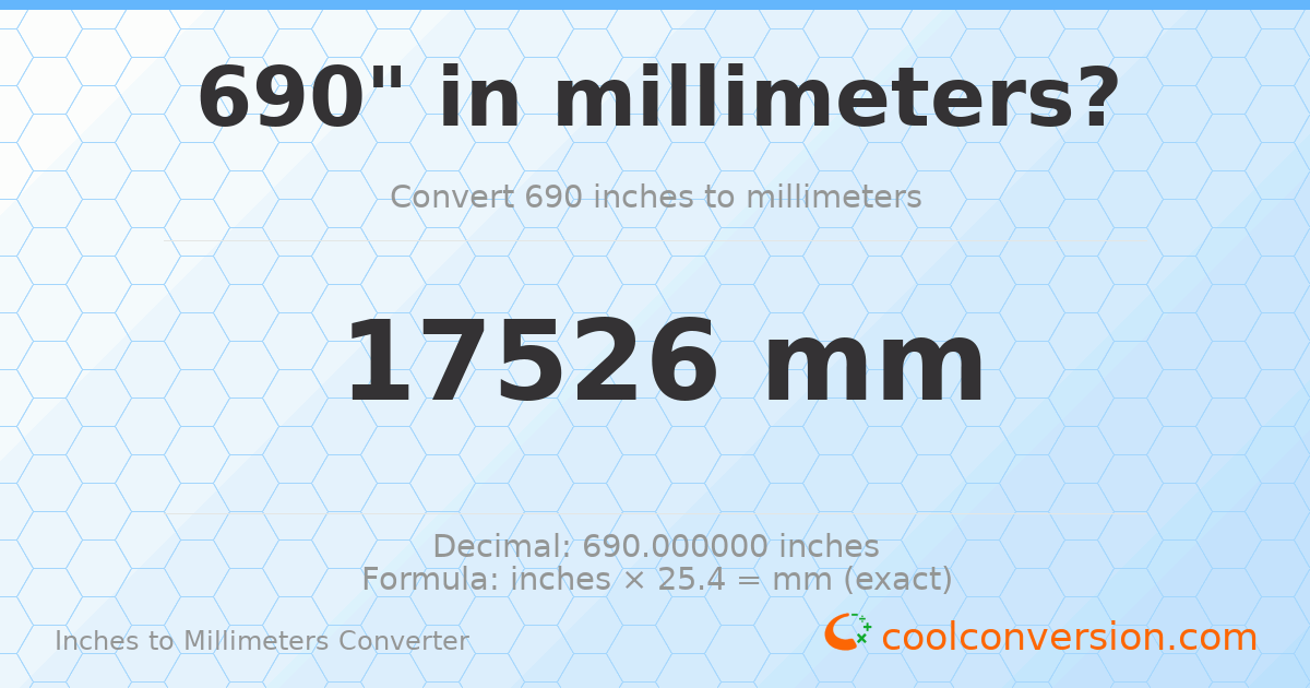 690 inches to mm — 17526 mm