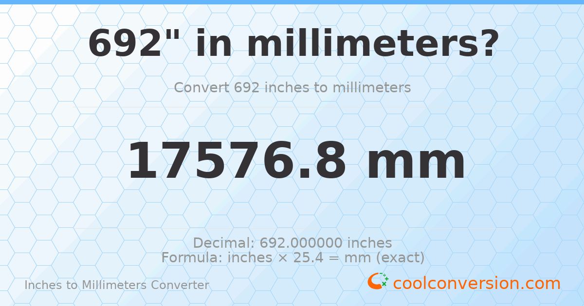 692 inches to mm — 17576.8 mm