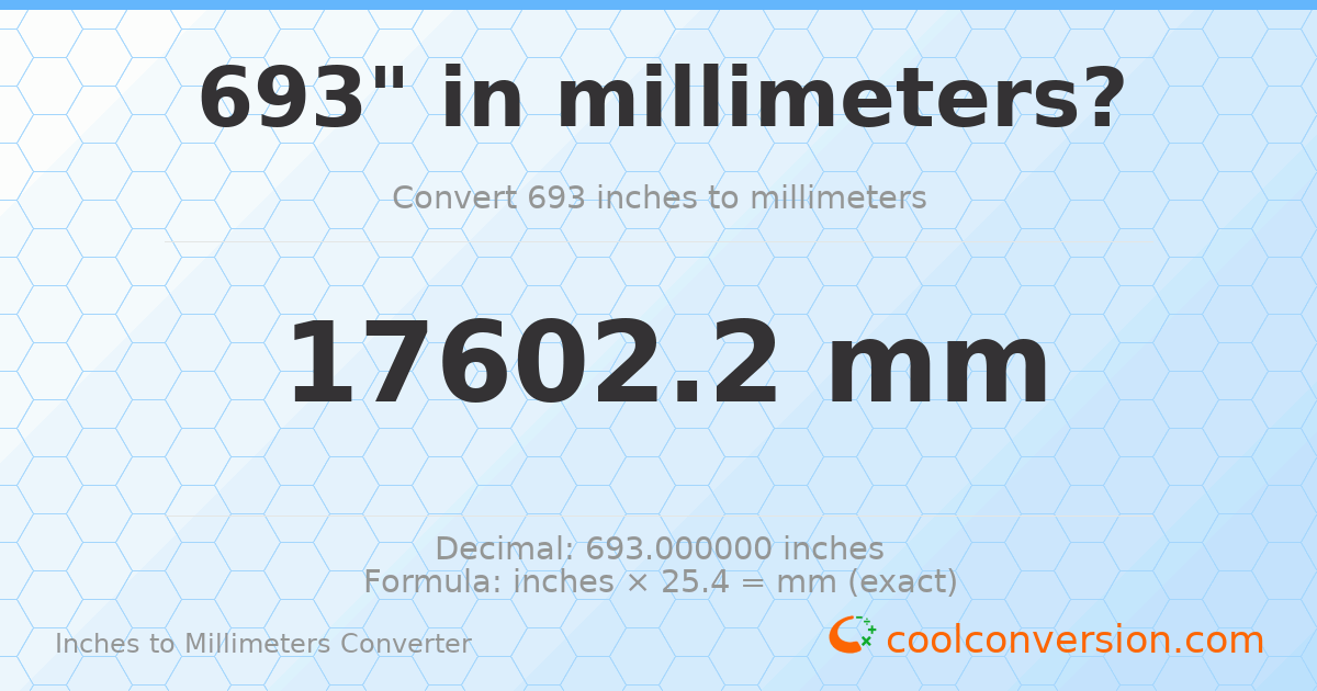 693 inches to mm — 17602.2 mm