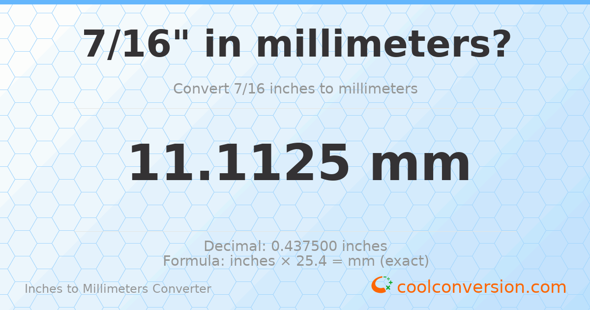 7/16 inches to mm — 11.1125 mm