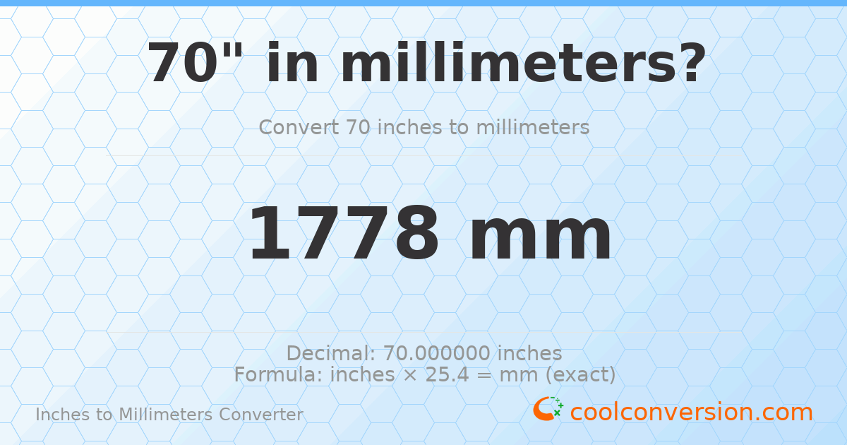 70 inches to mm — 1778 mm