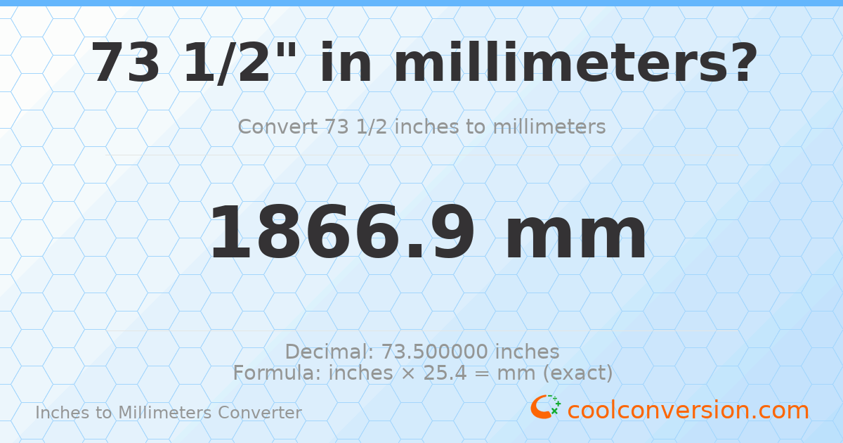 73 1/2 inches to mm — 1866.9 mm