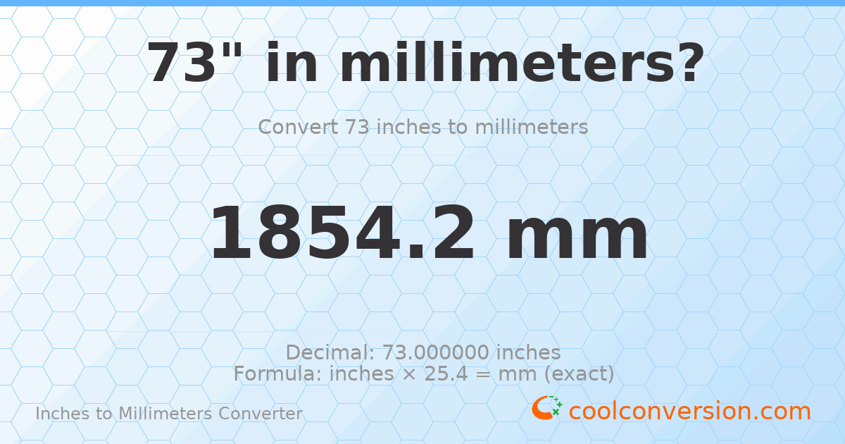73 inches to mm — 1854.2 mm