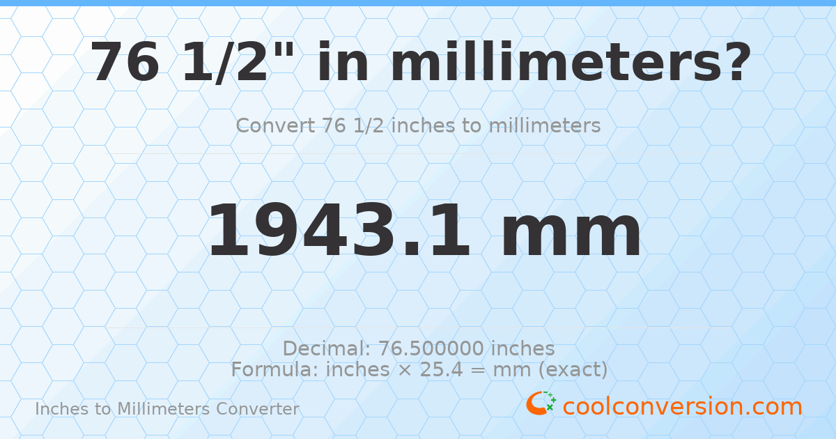 76 1/2 inches to mm — 1943.1 mm