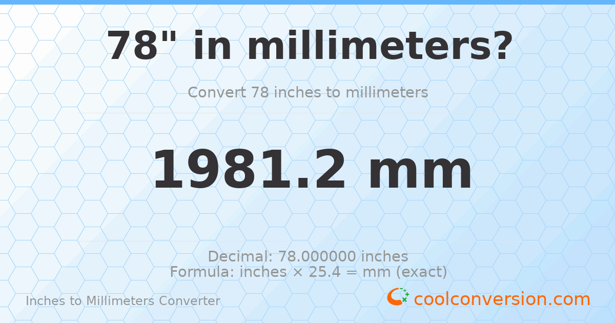 78 inches to mm — 1981.2 mm