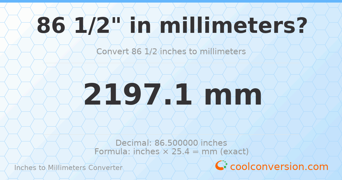 86 1/2 inches to mm — 2197.1 mm