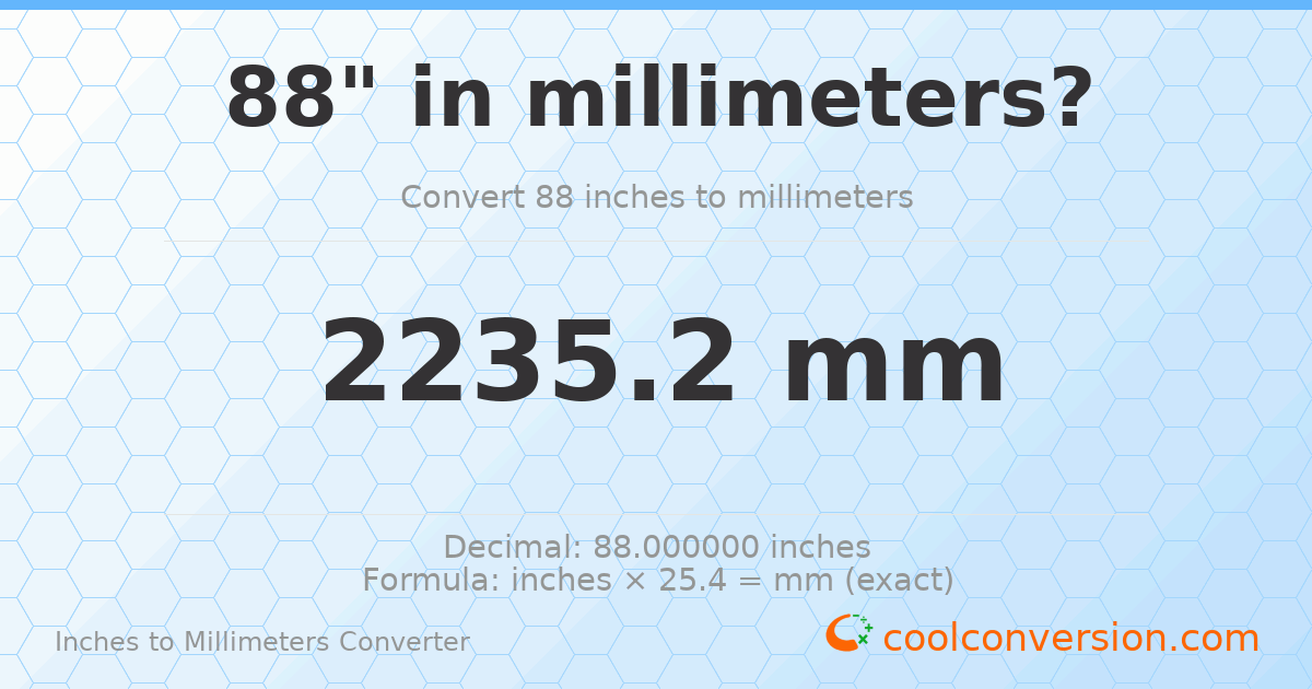 88 inches to mm — 2235.2 mm
