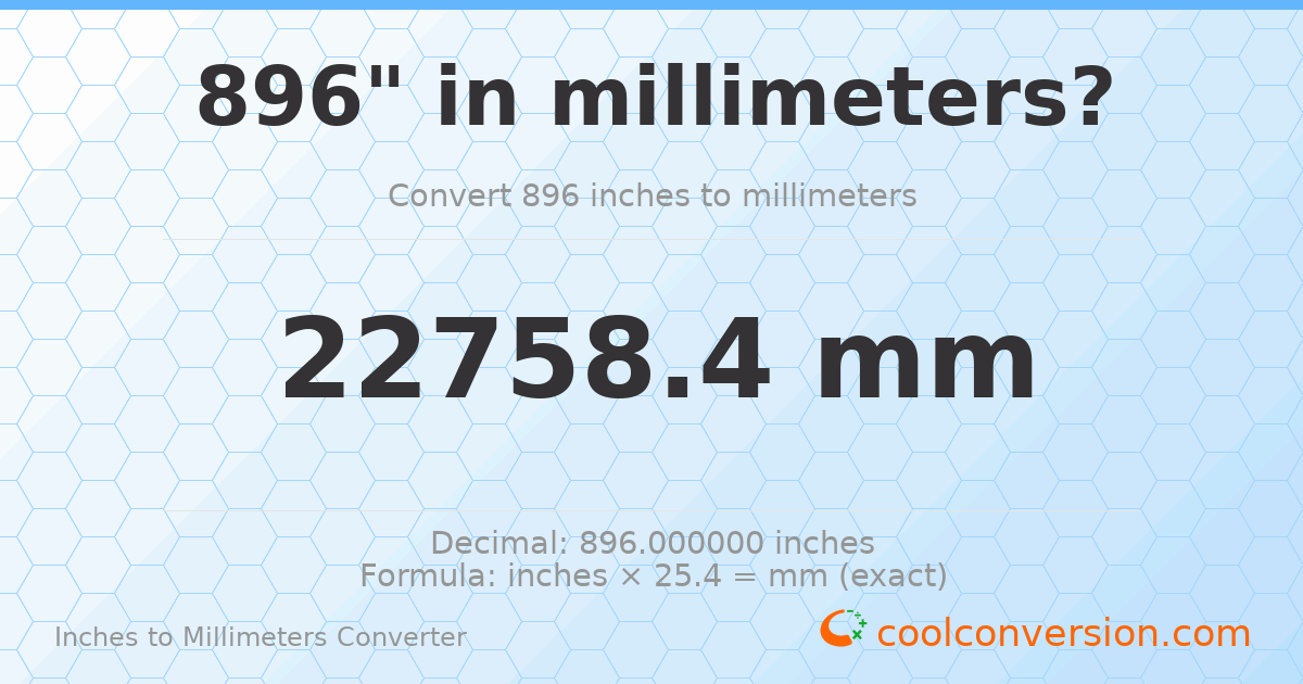 896 inches to mm — 22758.4 mm